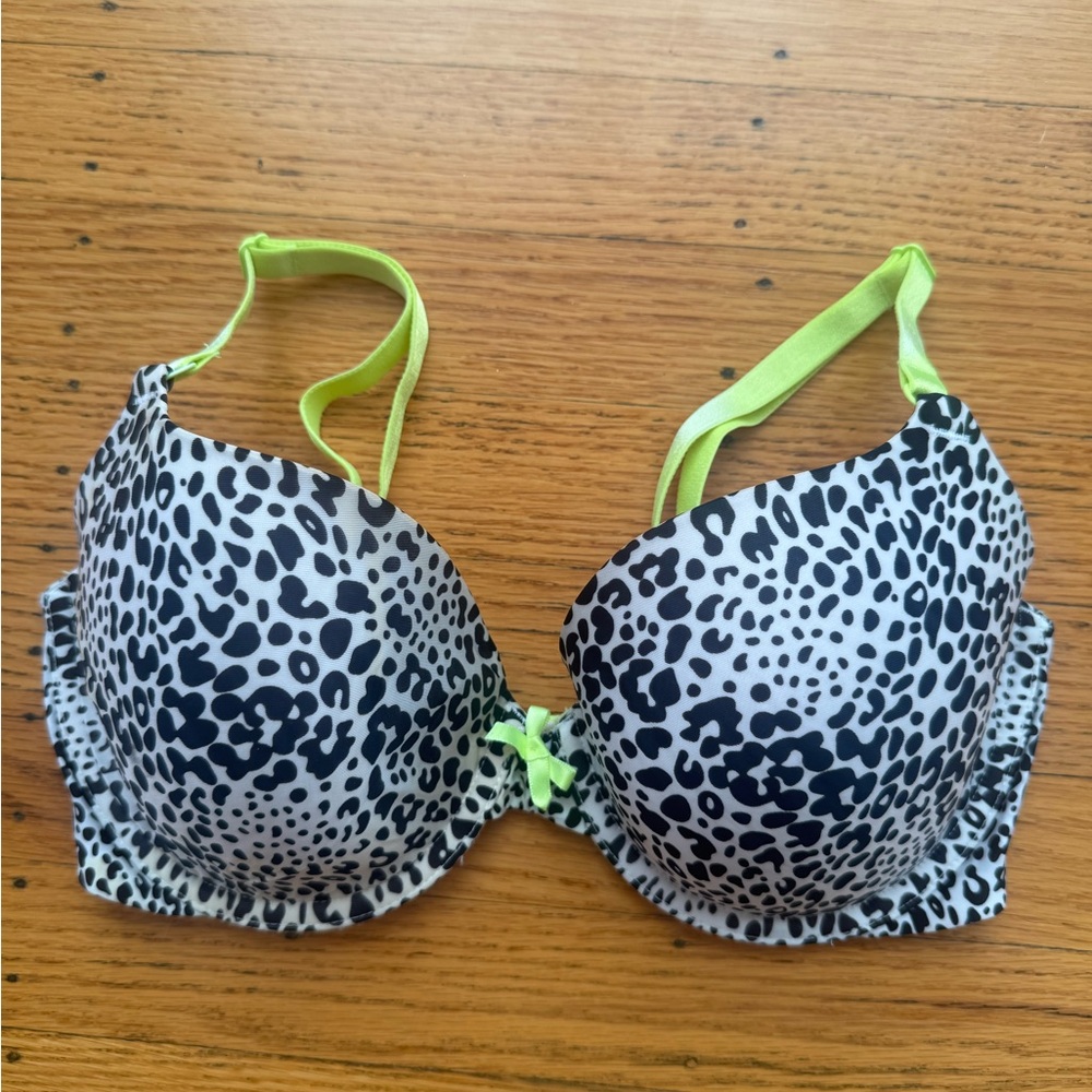 Victoria's Secret Neon Green and Leopard Print Bra